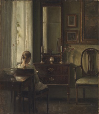 Bir Kız Okuma ile İç by Carl Holsoe