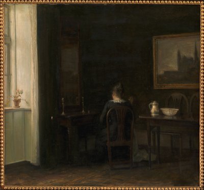 Sanatçının Karısı Emilie Heise ile İç Mekan by Carl Holsoe