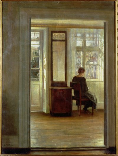 İç Mekanda Bir Hanım (tuval üzerine yağlı boya) by Carl Holsoe