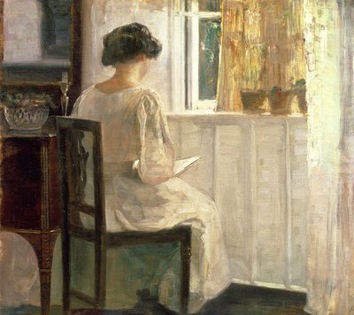 Güneşli Bir Odada Okuma Kız by Carl Holsoe