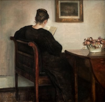 iç mekan, okuma kadın by Carl Holsoe