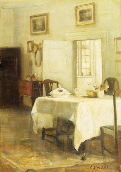 Yemek Odası (tuval üzerine yağlı boya) by Carl Holsoe