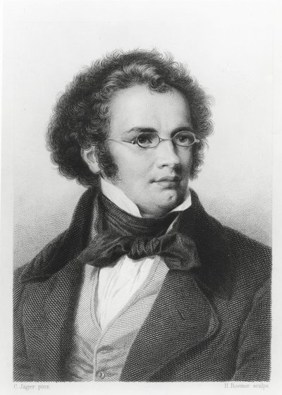 Portrait of Franz Schubert (1797-1828) engraved by H. Roemer   by Carl Jaeger