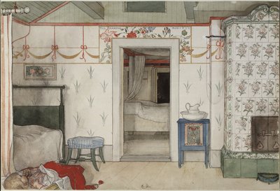 Britas Forty Winks, A Home serisinden, c.1895 (kağıt üzerinde wc) by Carl Larsson