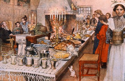 İsveç'te Noel Arifesi yemeği, 20. yüzyılın başları (resim) by Carl Larsson