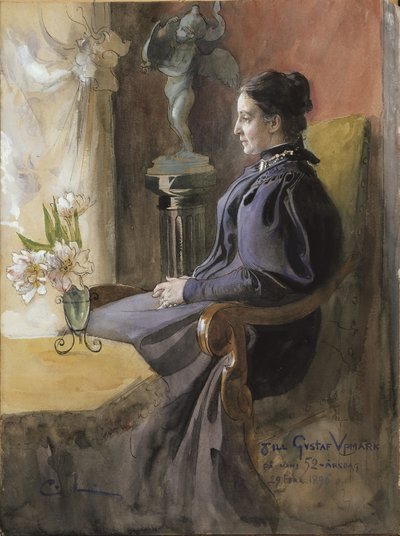 Eva Upmark, 1896 (kağıt üzerinde wc) by Carl Larsson