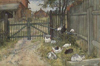 The Gate, A Home serisinden, c.1895 (kağıt üzerinde wc) by Carl Larsson
