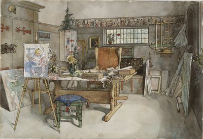 Stüdyo, A Home serisinden, c.1895 (kağıt üzerinde wc) by Carl Larsson