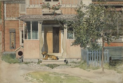 The Verandah, A Home serisinden, c.1895 (kağıt üzerinde wc) by Carl Larsson