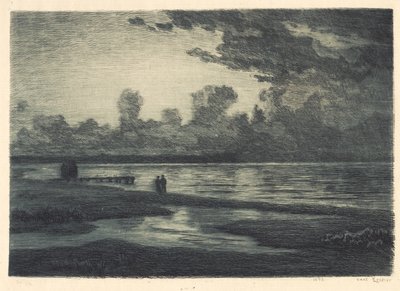 Hornbæk plajında ​​yaz gecesi by Carl Locher