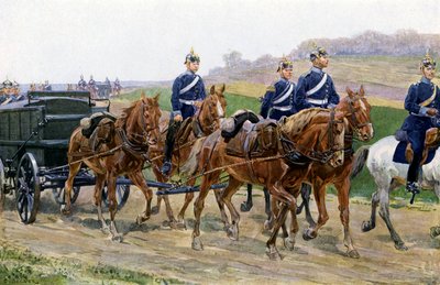 Alman Ordusu ikmal sütunu yürüyüşte (renkli taş) by Carl Ludwig Friedrich (after) Becker
