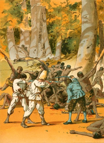 Robinson Crusoe için kanlı bir çatışma by Carl Marr