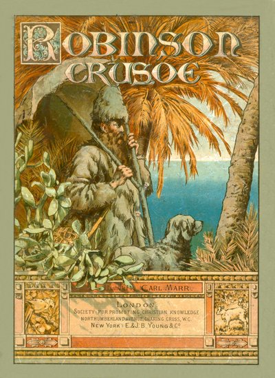 Robinson Crusoe (renkli taş baskı) by Carl Marr