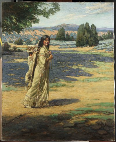 Papoose ile Hintli kadın (tuval üzerine yağlı boya) by Carl Moon