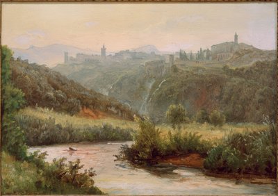Tivoli ve şelale manzarası by Carl Morgenstern