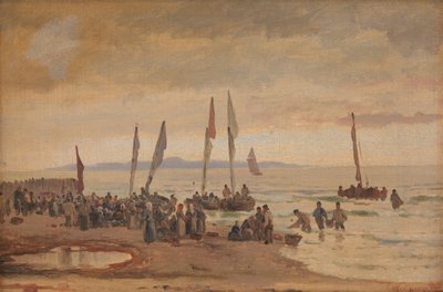 Geri dönen balıkçılar Hornbæk Strand
