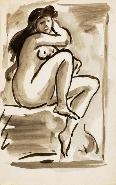 Oturan Çıplak Kadın by Carl Newman