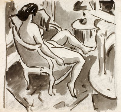 Oturan Çıplak Kadın, Yandan Görünüm by Carl Newman