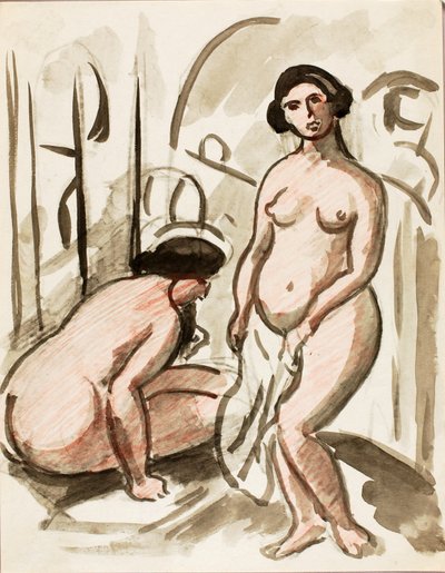İki Çıplak Figür by Carl Newman
