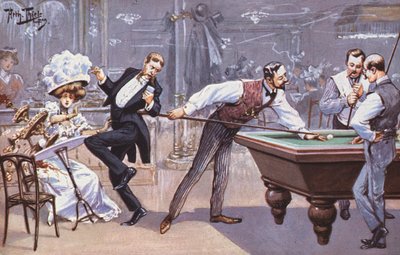 Bilardo salonundaki komik sahne (renkli taş) by Carl Robert Arthur Thiele