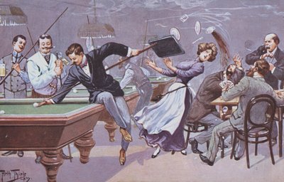 Bilardo salonunda komik sahne by Carl Robert Arthur Thiele