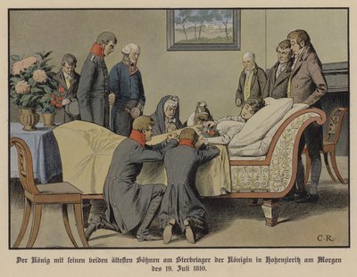 Prusya Kralı III. Frederick William ve en büyük iki oğlu, 19 Temmuz 1810 sabahı Kraliçe Louise