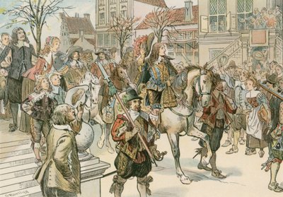 The arrival of the Great Elector (1620-1688) in The Hague for his marriage to Louise Henriette of Orange (1627-1667) in 1646  by Carl Rohling