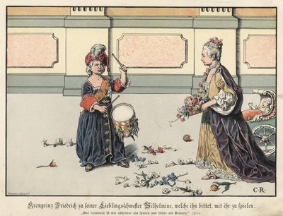 Crown Prince Frederick of Prussia with his sister, Wilhelmina  by Carl Röchling