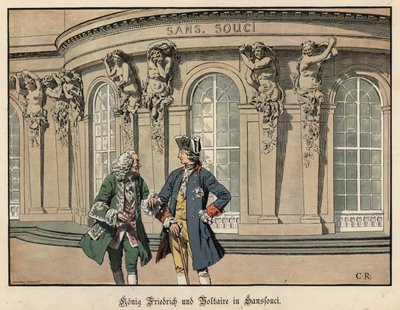 Frederick the Great and Voltaire at Sanssouci  by Carl Röchling
