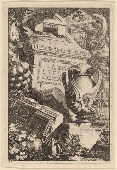 Mimari ve Heykel Parçalı Antik Mezar Fantazisi by Carl Schütz