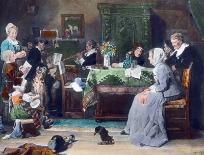 Aile Konseri. Alman ressam Fritz von Uhde (1848 - 1911) tarafından 1881 yılında yapılmış resim. Resim tarihi: 1890 civarı. Carl Simon Arşivi by Carl Simon