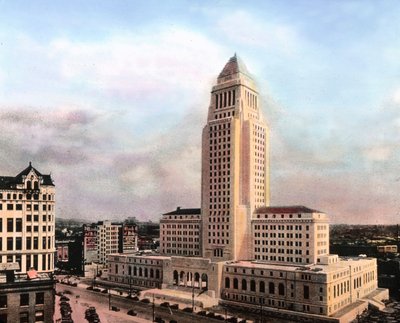 Amerika Birleşik Devletleri, Kaliforniya, Los Angeles Belediye Binası, 1926 - 1928 yılları arasında inşa edilmiş, görüntü tarihi: 1931 civarı. Carl Simon Arşivi by Carl Simon