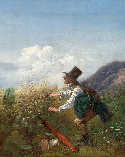 Kelebek avcısı (botanikçi). 1837 civarında by Carl Spitzweg