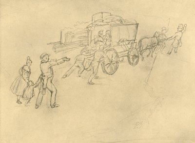 Thespian Actor Travelling, 19. yüzyılın ortaları, c1924. by Carl Spitzweg
