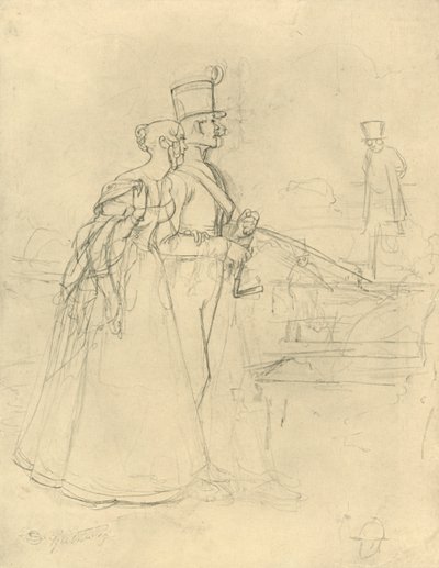 Die Begegnung, 19. yüzyılın ortaları, c1924. by Carl Spitzweg