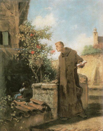 Monk, bir gül kokulu by Carl Spitzweg