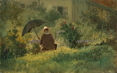 Bahçedeki ressam, 1860 dolayları (tuval üzerine yağlı boya) by Carl Spitzweg