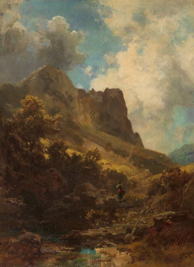 Bir Sütçü Kızla Vadi Kanyonu, c. 1875. by Carl Spitzweg