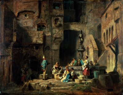Kuyudaki çamaşırcı kadınlar by Carl Spitzweg