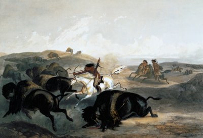 'Bizon Avlayan Kızılderililer', 1843 by Carl Vogel