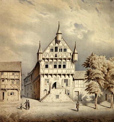 Fritzlar Belediye Binası (kağıt üzerine sulu boya) by Carl W.E. Fink
