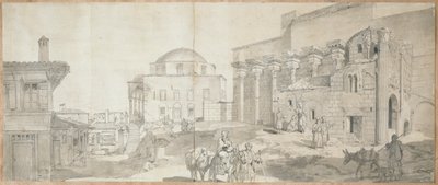 Hadrian Kütüphanesi ve Atina'daki Ulu Cami by Carl Wilhelm Freiherr von Heideck