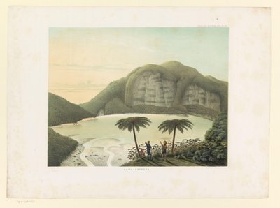 Krater gölünün görünümü Kawah Putih Kawa Patoeha (nesne üzerindeki başlık) Java çalışmasına Atlas (nesne üzerindeki seri başlığı) Java çalışmasına, şekline, süslemesine ve iç yapısına ait on bir pitoresk görünümü içeren plakaların Atlası by Carl Wilhelm Mieling (possibly)
