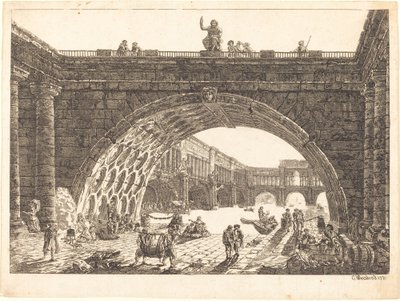 Anıtsal Bir Limanın Mimari Fantezi by Carl Wilhelm Weisbrod after Hubert Robert