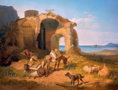Bizans kilisesinin kalıntıları ile manzara by Carl Wilhelm von Heideck