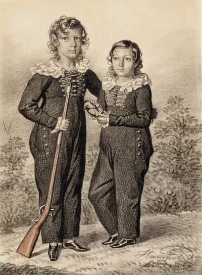 Alexander ve Alexei Dondukov-Korsakov'un portresi, 1820'lerin sonu- 1830'ların başı. by Carl von Hampeln