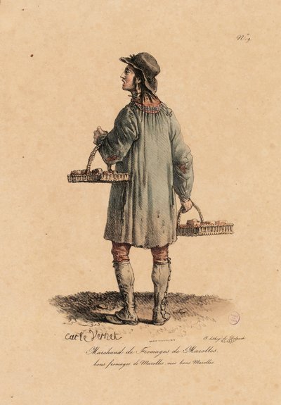 #39;Les cris de Paris#39;ten Marolles#39;li bir peynir tüccarı, c.1823-25 (litho) by Carle Vernet