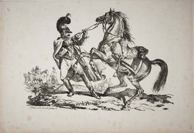 Ayaklı Cuirassier Yetiştirme Atını Geri Tutuyor by Carle Vernet