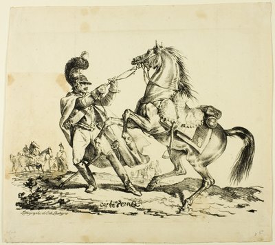 Ayakta Büyüyen Atını Dizginleyen Cuirassier by Carle Vernet