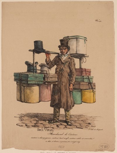 #39;Les Cris de Paris#39;ten şapka kutusu satıcısı by Carle Vernet